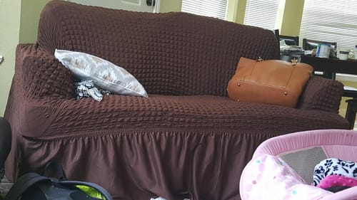 Customer photo review of 2024 Turkish Bubble Frill Sofa Covers : Coffee