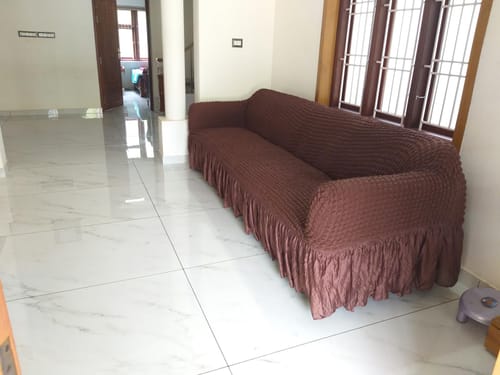 Customer photo review of 2024 Turkish Bubble Frill Sofa Covers : Coffee