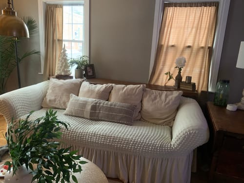 Customer photo review of 2024 Turkish Bubble Frill Sofa Covers : Beige