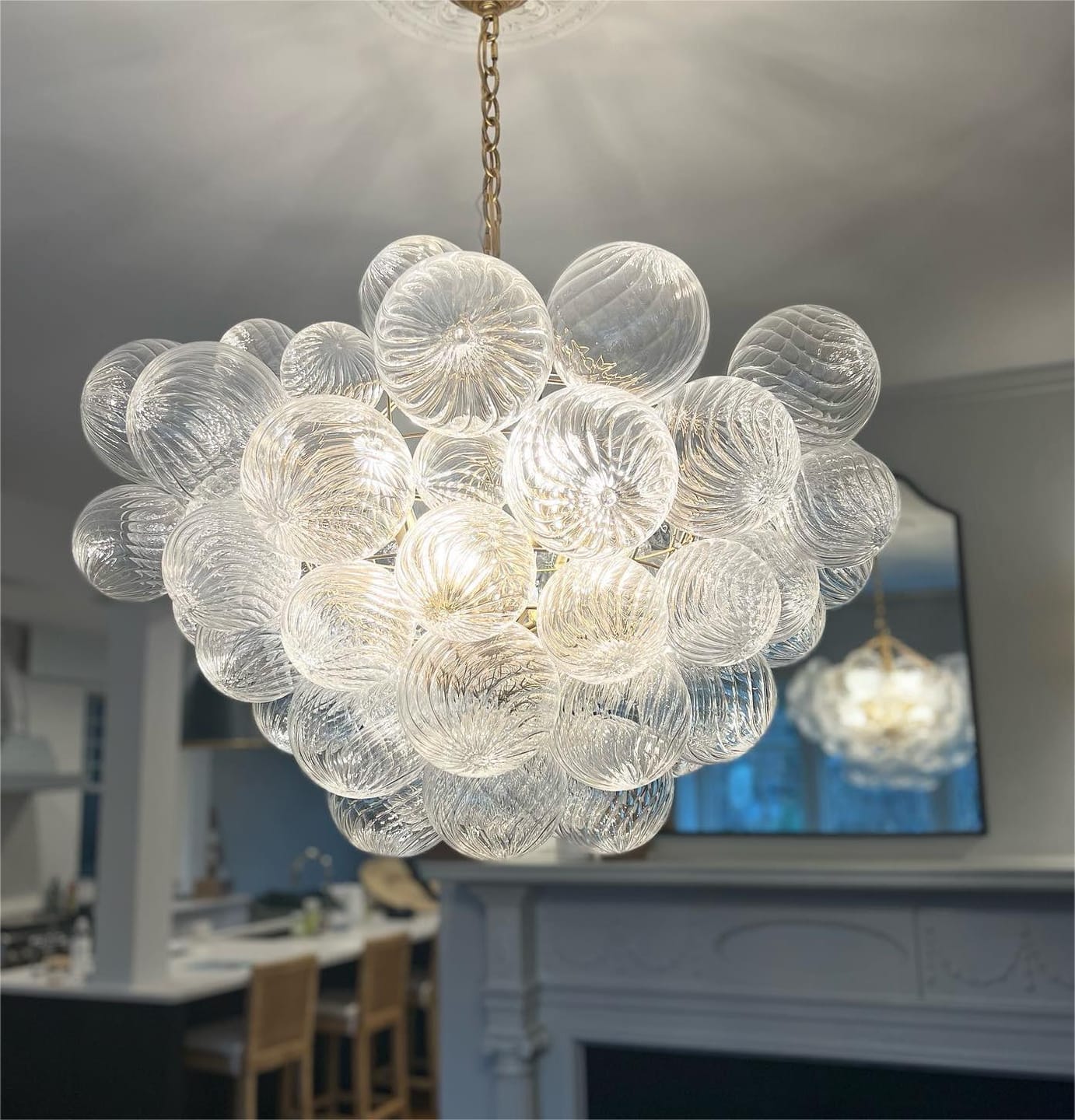 Customer photo review of Contemporary Clear Ribbed Bubble Chandelier