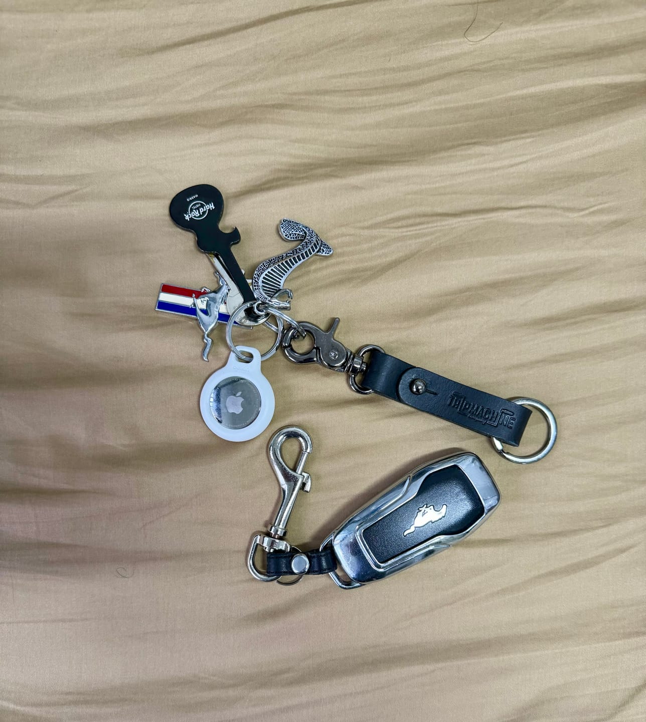Customer photo review of key fob with antique gold