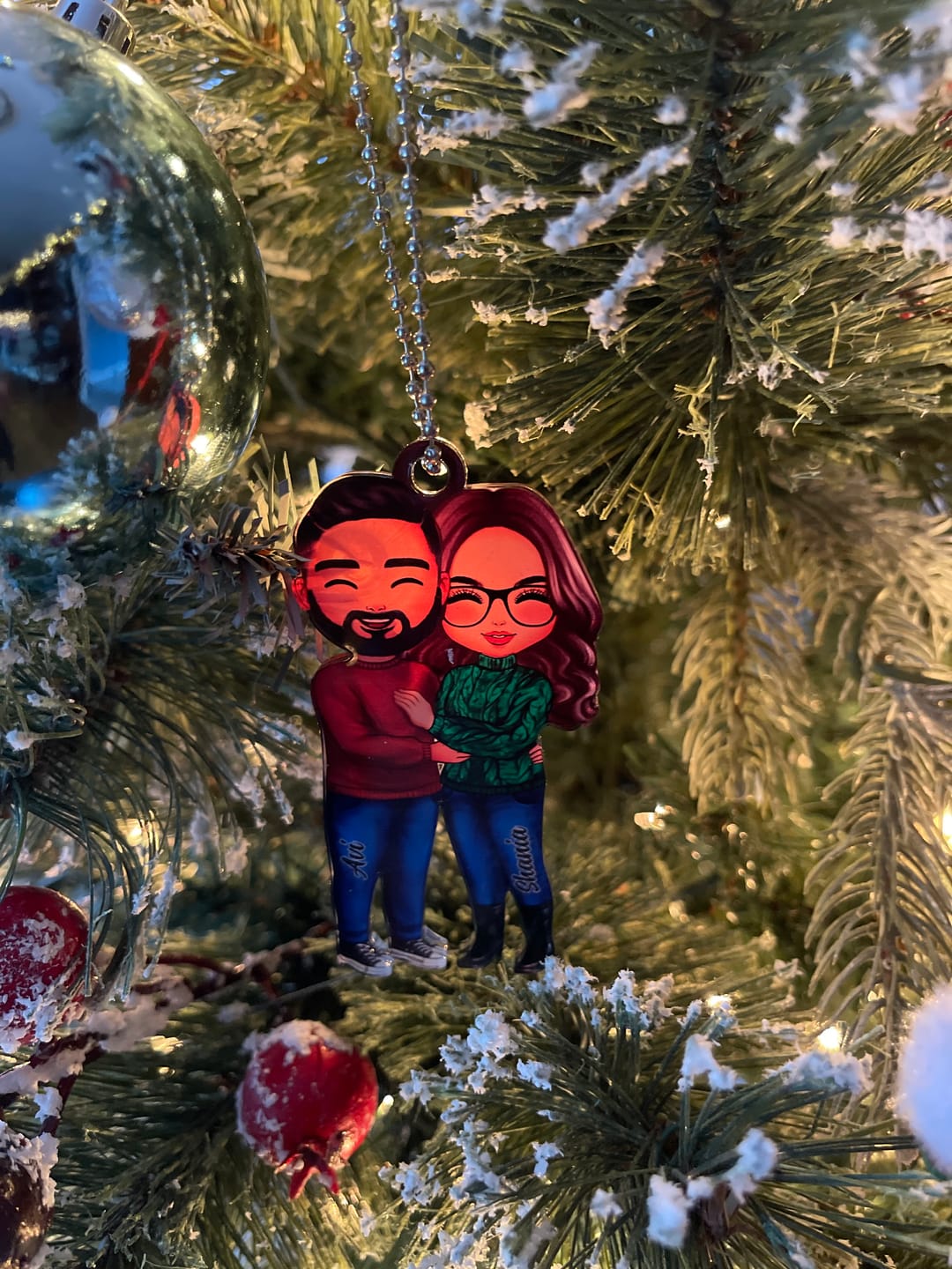 Customer photo review of Christmas Doll Couple Standing Hugging - Personalized Ornament