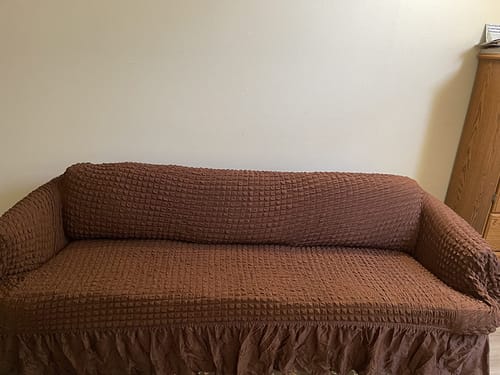 Customer photo review of 2024 Turkish Bubble Frill Sofa Covers : Coffee
