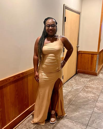 Customer photo review of Champagne Toasts Dress (Gold)