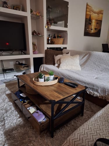 Customer photo review of Τραπεζάκι Σαλονιού Τραπέζι Σαλονιού Vintage Τραπέζι Καναπέ με Συρτάρια Καφέ Καρυδιά LC-T201B41