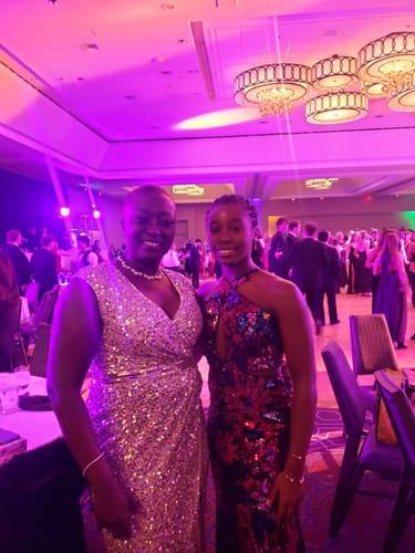 Customer photo review of Cap Sleeve Sequined High Slit Gown