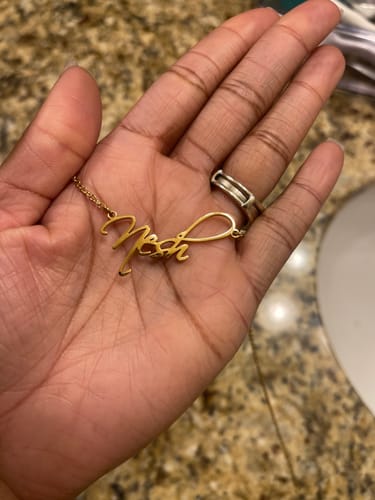 Customer photo review of Personalized Script Necklace