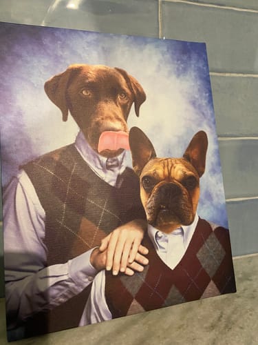 Customer photo review of Custom Step Brothers Portrait Canvas for Brothers, Friends, Pet and Pet Owner, Pet Brothers