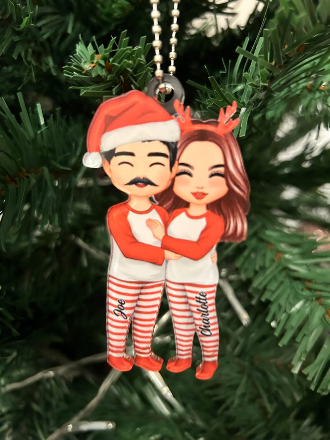 Customer photo review of Christmas Doll Couple Standing Hugging - Personalized Ornament