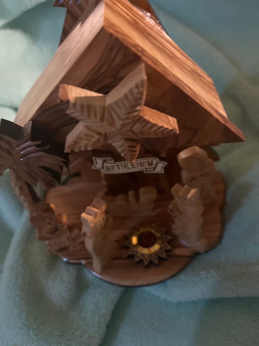 Customer photo review of Olive Wood Nativity Scene with Music Box (8x6 inches)