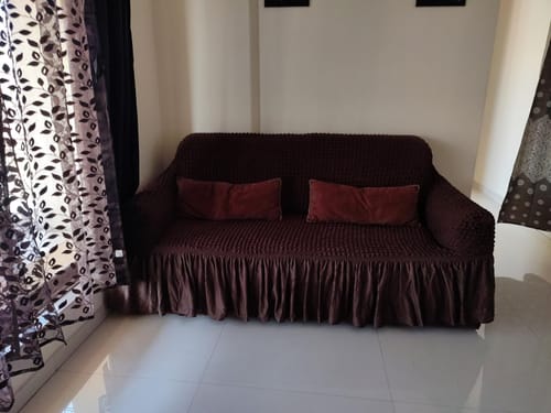 Customer photo review of 2024 Turkish Bubble Frill Sofa Covers : Coffee