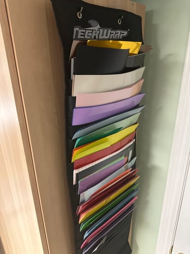 Customer photo review of TeckWrapCraft Vinyl Roll Storage with 24 Compartments