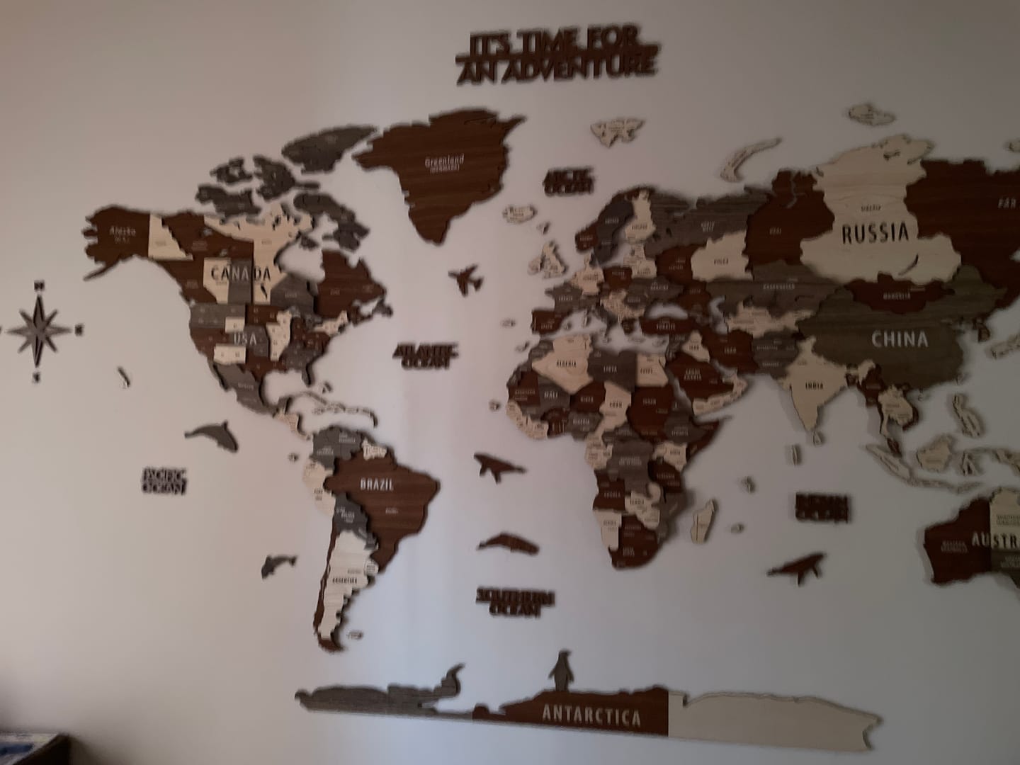 Customer photo review of Wooden World Map with States and Capitals - Multilayered