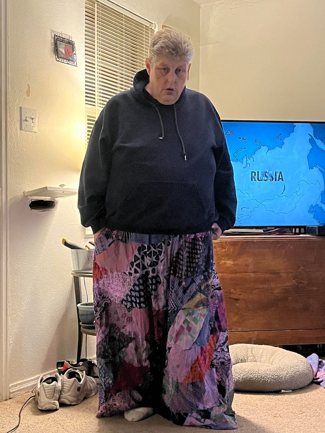 Customer photo review of Rough Cut Over Dye Patchwork Skirt