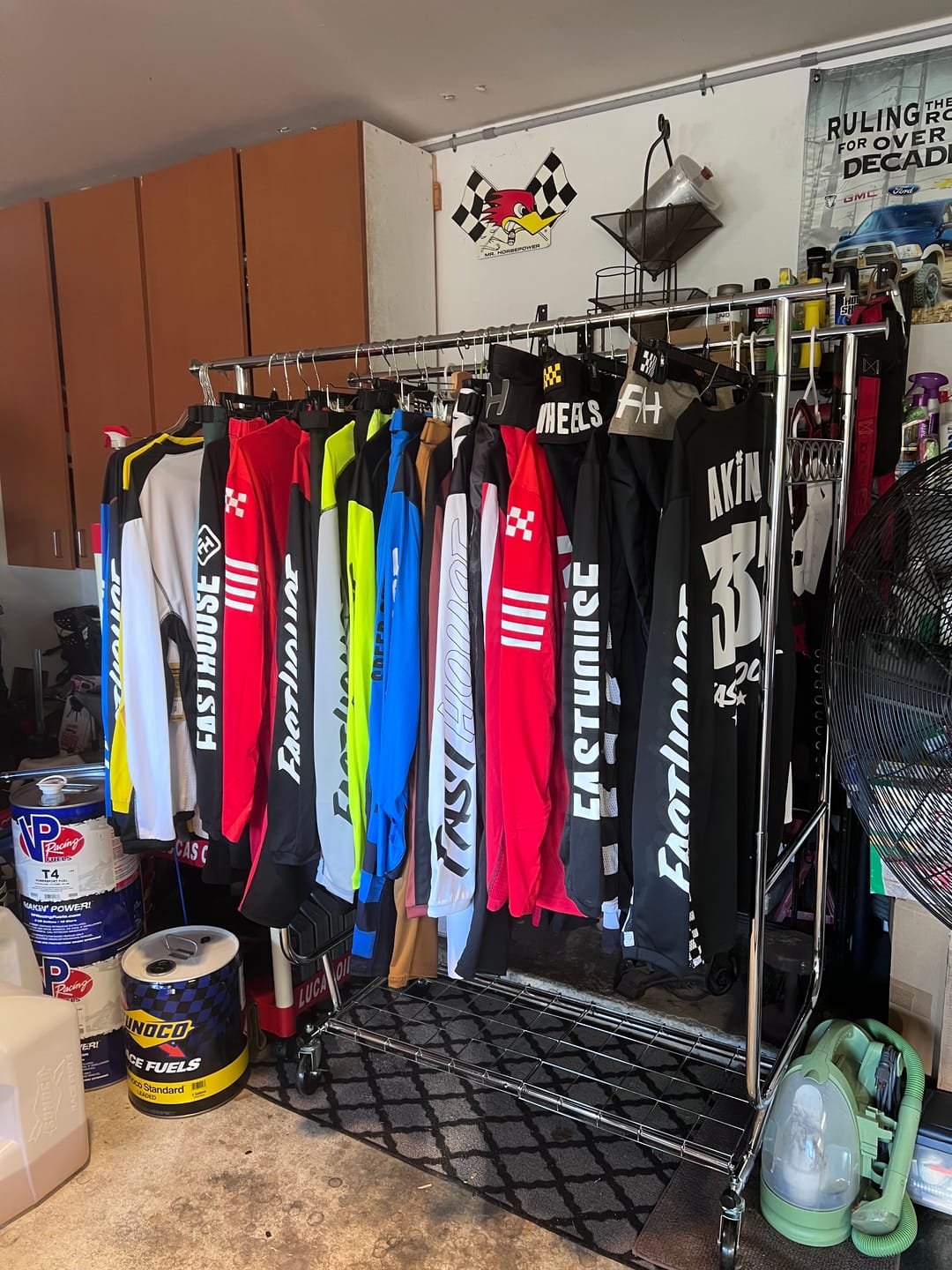 Customer photo review of Raybee 75"W x 68"H Double Rolling Clothes Rack with Wheels,630LBS Heavy-Duty Commercial Garment Rack, For Bedroom