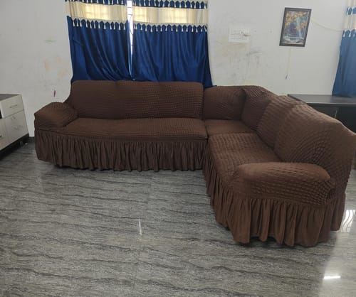 Customer photo review of 2024 Turkish Bubble Frill Sofa Covers : Coffee
