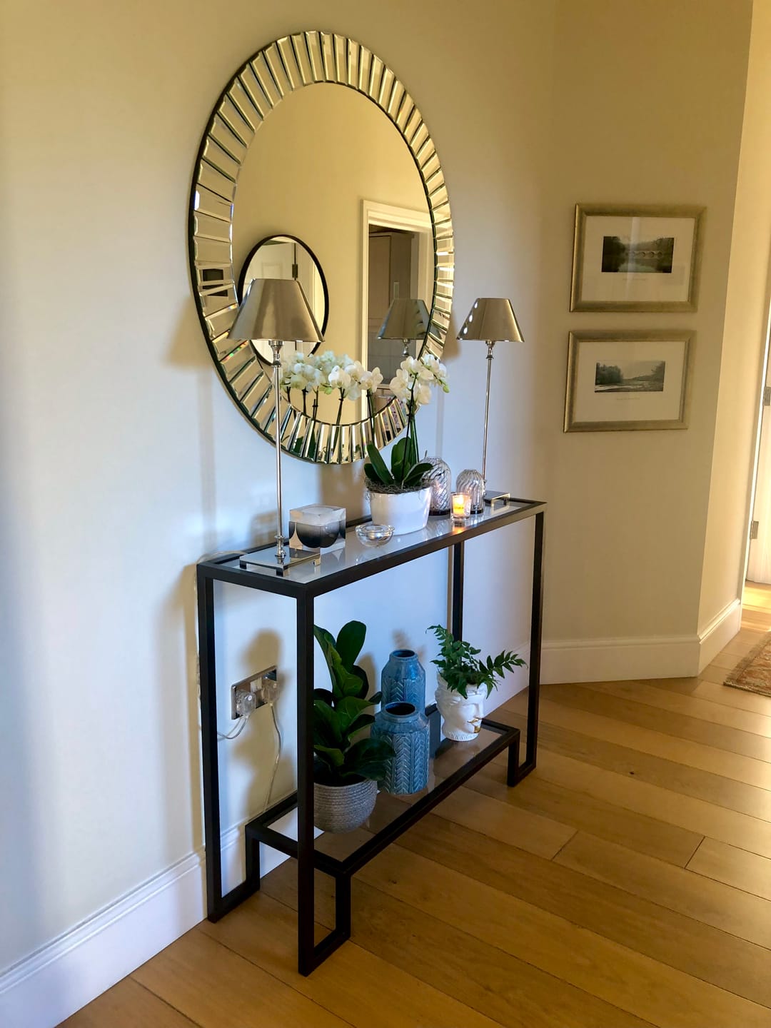 Customer photo review of Hudson Glass Metal Console Table - Dark Bronze