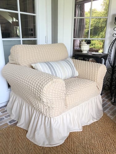 Customer photo review of 2024 Turkish Bubble Frill Sofa Covers : Beige