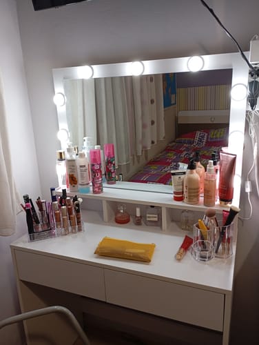 Customer photo review of Τραπέζι Μπουντουάρ Μακιγιάζ Μεικαπ Τουαλέτας Κρεβατοκάμαρας Καθρέφτης Λευκό με Φωτισμό LED Ρυθμιζόμενη Φωτεινότητα RD-T120T10