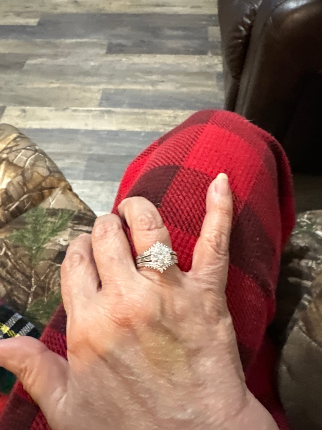Customer photo review of Solitaire Moissanite With Enhancer Shank Bridal Engagement Ring Set