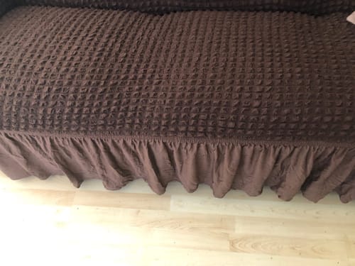 Customer photo review of 2024 Turkish Bubble Frill Sofa Covers : Coffee