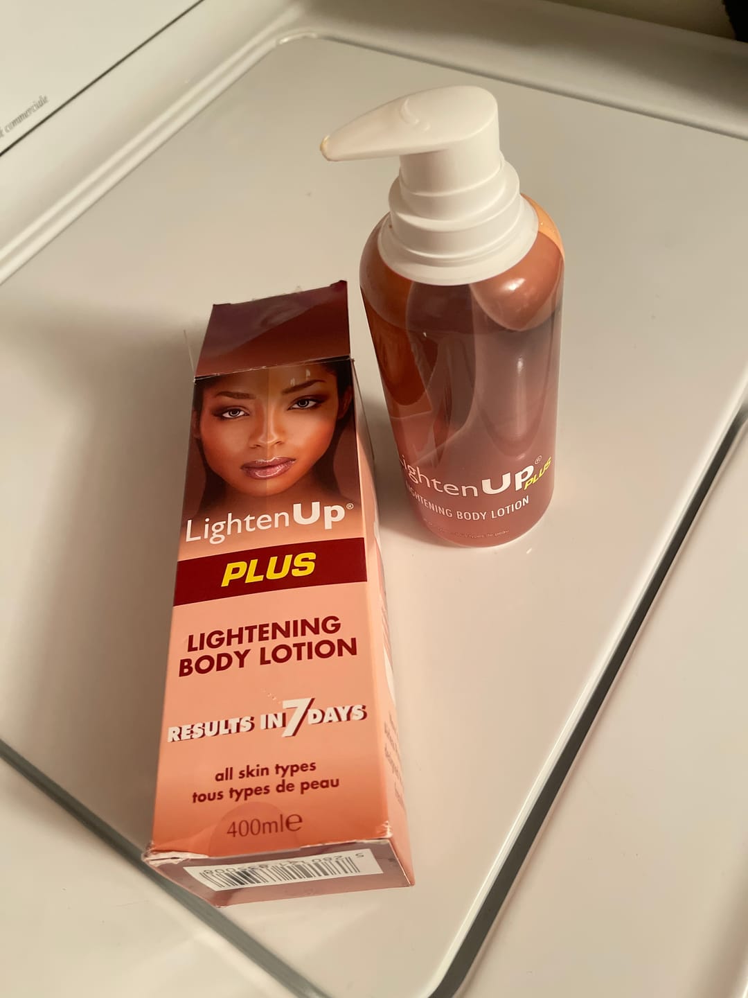 Customer photo review of LightenUp PLUS Lightening Body Lotion 400 ML