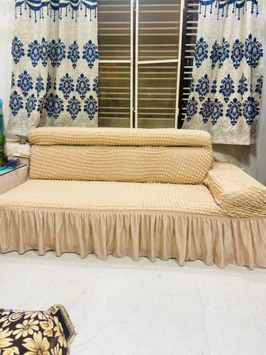 Customer photo review of 2024 Turkish Bubble Frill Sofa Covers : Beige