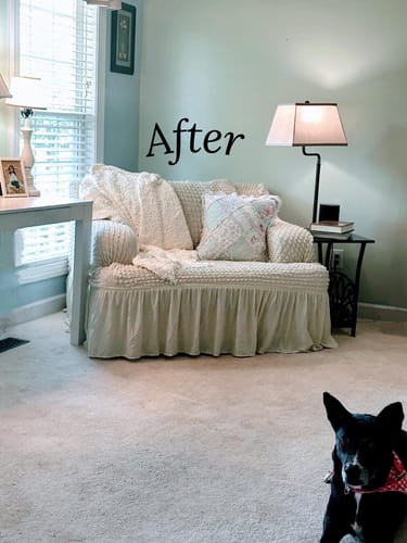 Customer photo review of 2024 Turkish Bubble Frill Sofa Covers : Beige