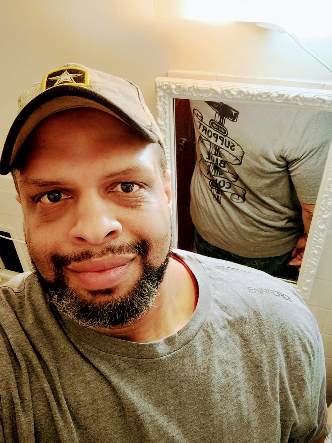 Customer photo review of Support Blue Collar Tee