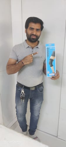 Customer photo review of Hinged Knee Cap | Supports the Knee joint with mediolateral hinges | Color - Grey (Single Piece)