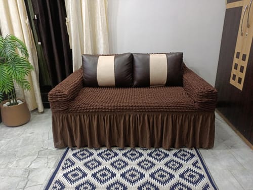 Customer photo review of 2024 Turkish Bubble Frill Sofa Covers : Coffee