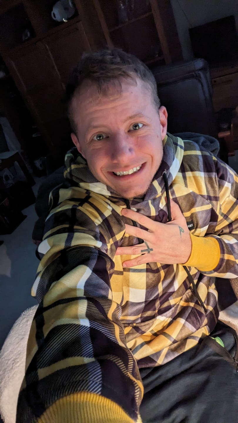 Customer photo review of Yellow Plaid Human Hoodie