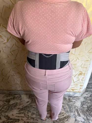 Customer photo review of Lumbo Sacral Corset With Silicone Pressure Pad & Double Straps (Moderate Support) | Provides Support for Optimum Compression at the Lumbar Spine (Grey)