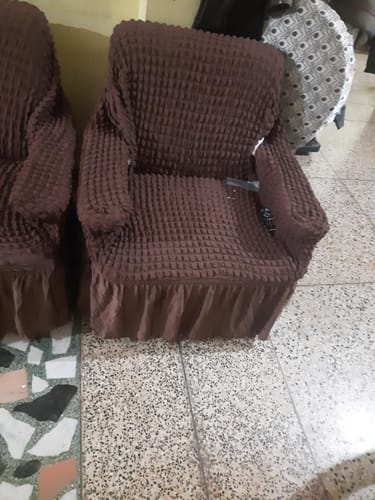 Customer photo review of 2024 Turkish Bubble Frill Sofa Covers : Coffee