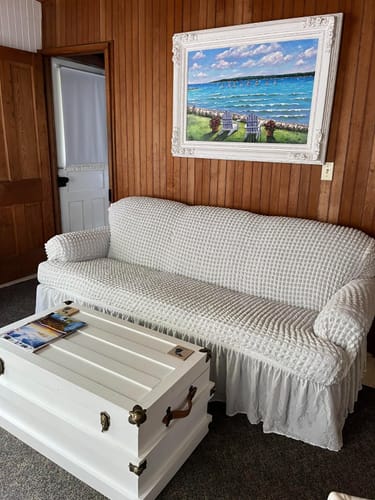 Customer photo review of 2024 Turkish Bubble Frill Sofa Covers : Beige