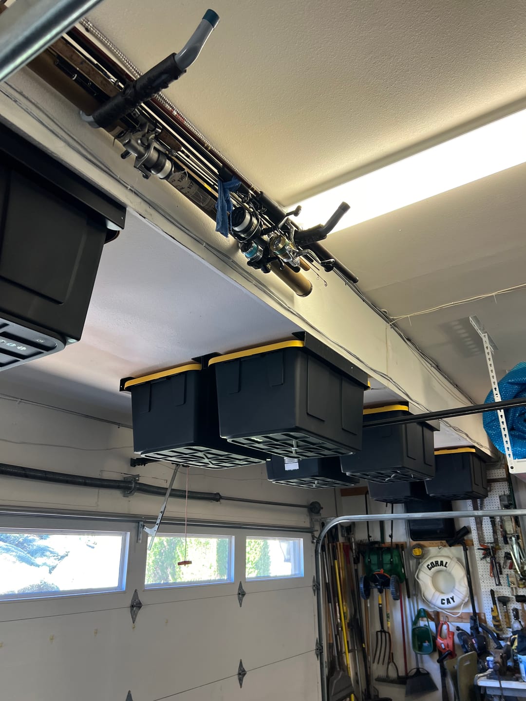 Customer photo review of Overhead Storage Bin Rail System - Made in USA