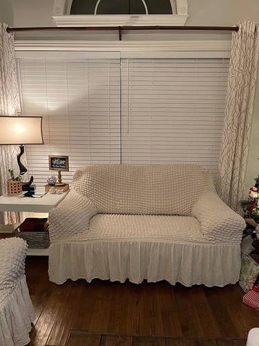 Customer photo review of 2024 Turkish Bubble Frill Sofa Covers : Beige