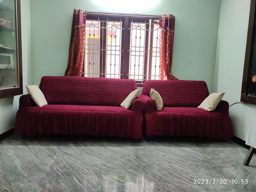 Customer photo review of 2024 Turkish Bubble Frill Sofa Covers : Maroon