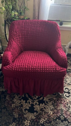Customer photo review of 2024 Turkish Bubble Frill Sofa Covers : Maroon
