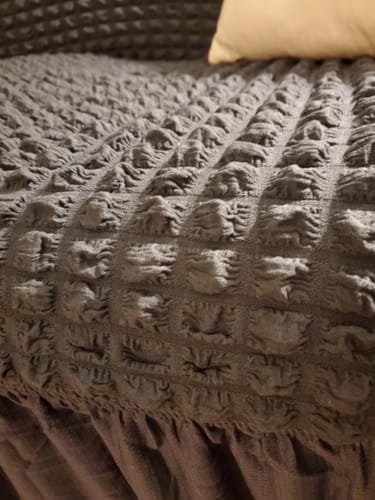 Customer photo review of 2024 Turkish Bubble Frill Sofa Covers : Light Brown