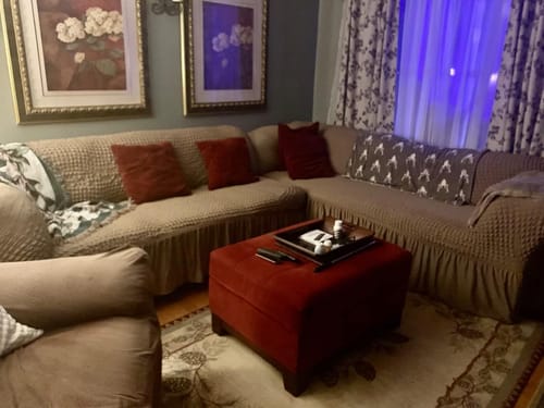 Customer photo review of 2024 Turkish Bubble Frill Sofa Covers : Light Brown