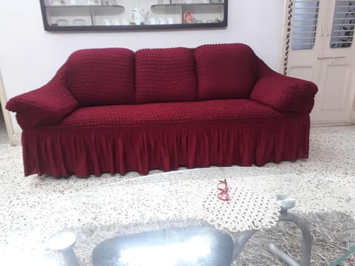 Customer photo review of 2024 Turkish Bubble Frill Sofa Covers : Maroon