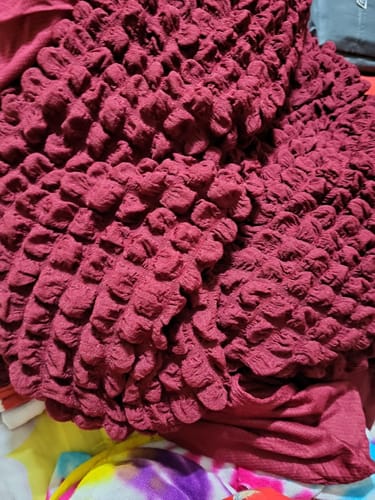 Customer photo review of 2024 Turkish Bubble Frill Sofa Covers : Maroon