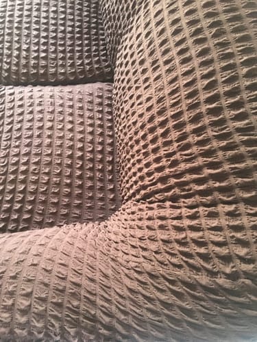 Customer photo review of 2024 Turkish Bubble Frill Sofa Covers : Light Brown