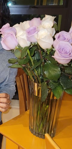 Customer photo review of Purple & White Rose Bouquet