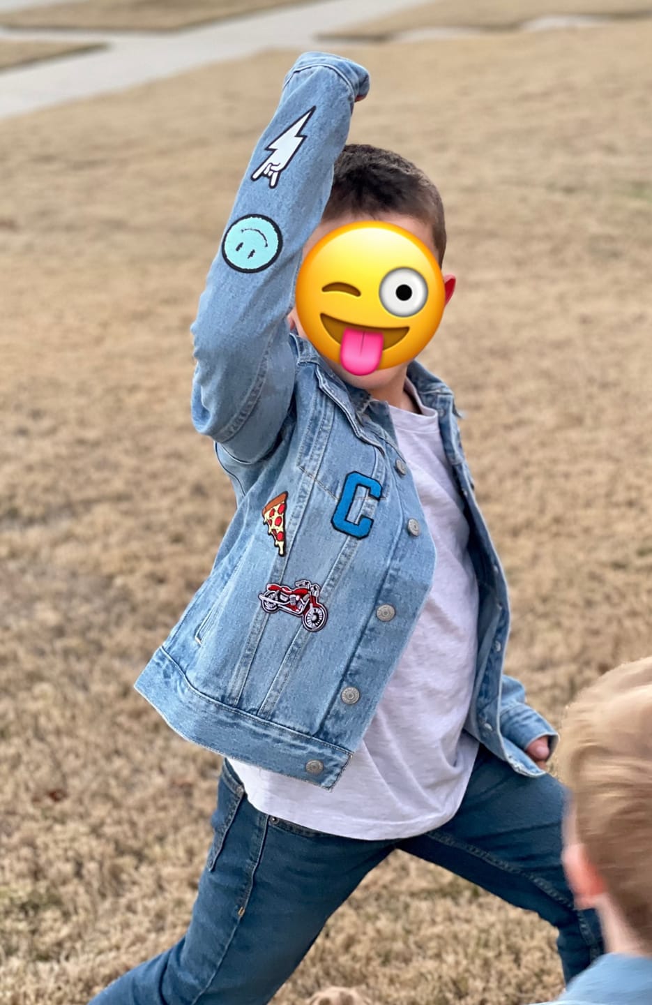 Customer photo review of Kids Classic Oversized Denim Jacket