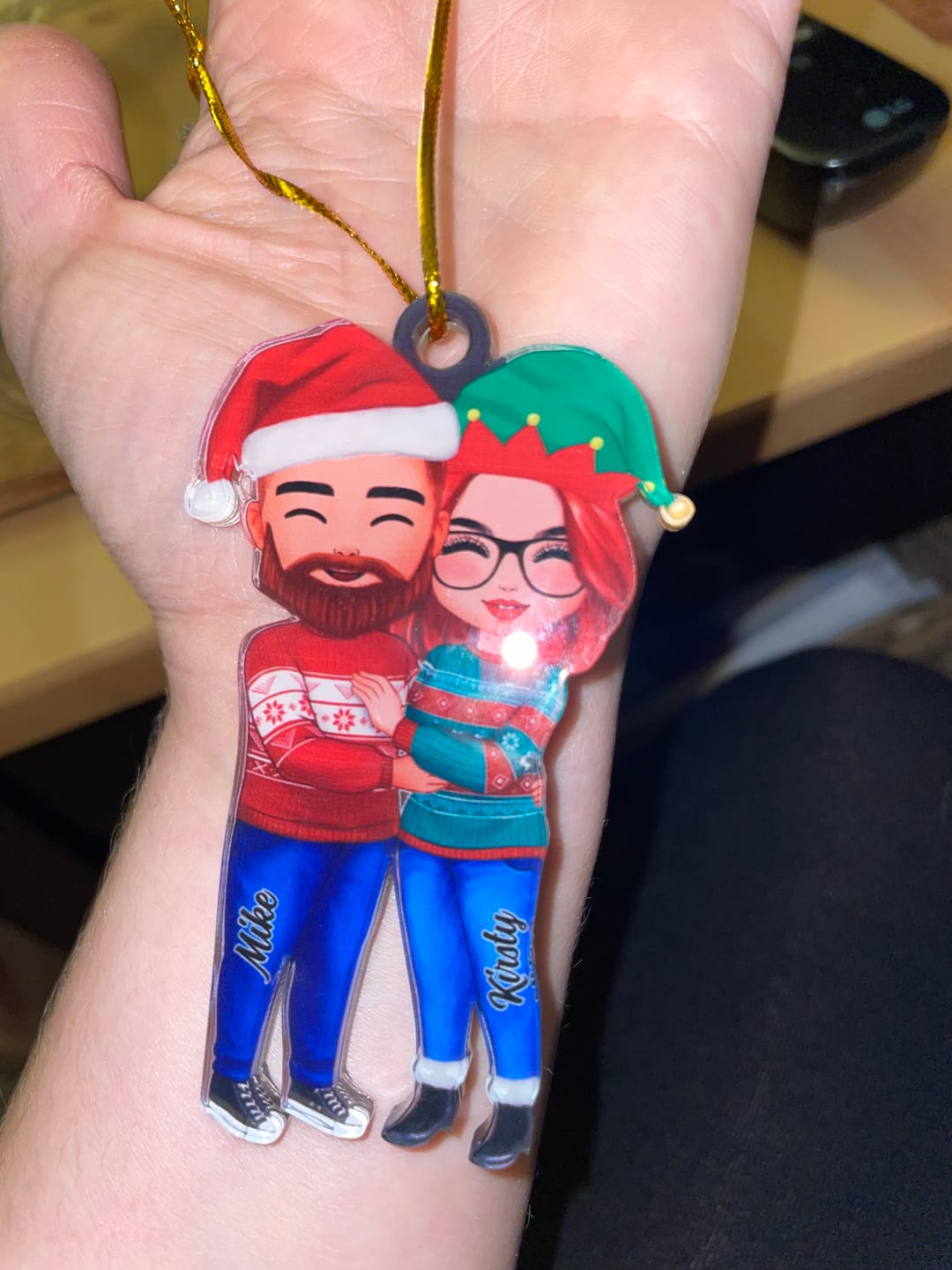 Customer photo review of Christmas Doll Couple Standing Hugging - Personalized Ornament
