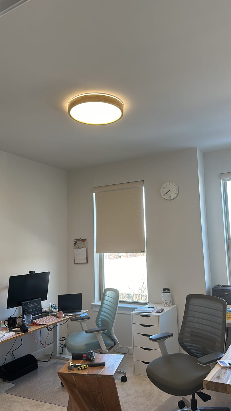 Customer photo review of Scandinavian Wooden Round LED Flush Mount