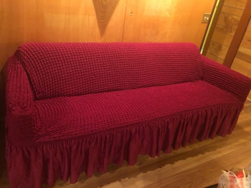 Customer photo review of 2024 Turkish Bubble Frill Sofa Covers : Maroon