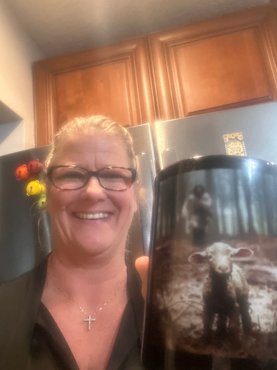 Customer photo review of Jesus With The Sheep, Jesus Running After Lamb Coffee Mug (Without Text)
